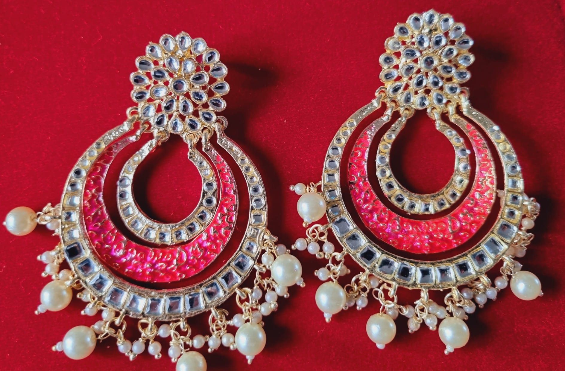 Chandbali kundan earings